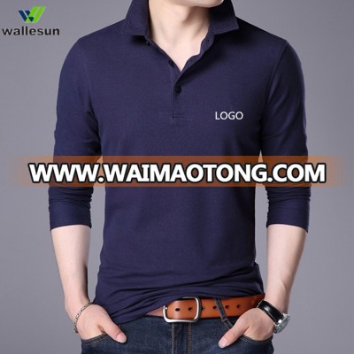 mens custom embroidered logo men tops long sleeve polo shirt